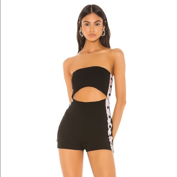 superdown Pants - SUPERDOWN Black & Pink Edith Cut Out Romper